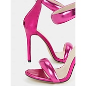 abordables Fête de la Vie Nocturne-talons aiguilles fuchsia à bride de cheville métallique pour femmes - chaussures de soirée tendance