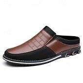 abordables Sabots et mules-Homme Sabots et mules Cuir PU Confortable Antidérapantes Mocassins Noir Bleu Marron