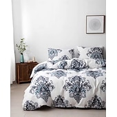economico Set copripiumino-copripiumino boho flower full size set biancheria da letto con linee bohemien set letto con linee azteche copripiumino geometrico copripiumino morbido e leggero con 2 federe per estate primavera