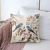 levne květinový a rostlinný styl-1 ks Polyester Polštářový potah, Zvíře stromy a listí rustikální design Pastýřský Obdélníkový Tradiční Klasický