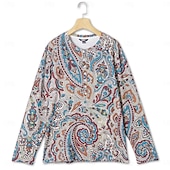economico Stile etnico-Per uomo maglietta Camicia Henley Magliette Pop art Tribale Henley Giallo Rosso Blu Stampa 3D Plus Size Esterno Giornaliero Manica lunga Bottone giù Stampa Abbigliamento Originale Moda Vintage