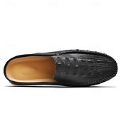 cheap Men&#039;s Clogs &amp; Mules-Men&#039;s Slip-On Moccasin Shoes – Comfortable Casual Leather Loafers with Woven Detailing for Everyday Wear