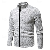cheap Casual Jackets-Men&#039;s Lightweight Jacket Summer Jacket Casual Jacket Vacation Daily Warm Pocket Fall &amp; Winter Plain Fashion Classic Stand Collar Regular Black White Light Grey Dark Gray Jacket