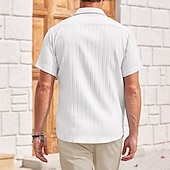 economico camicie casual da uomo-Per uomo Camicia Camicia estiva Maglietta informale Camicia con bottoni Bianco Blu Manica corta Liscio Colletto Da mare Giornaliero Abbigliamento Di tendenza Informale Comodo