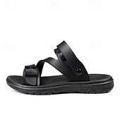halpa Mekko sandaalit-Miesten Sandaalit Litteät sandaalit PU-nahka Hengittävä Mukava Liukumaton Loaferit Musta Ruskea