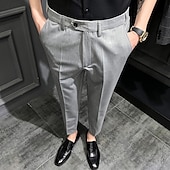 levne Štíhlý-Pánské Oblekové Kalhoty Kalhoty chinos Knoflíky Kapsy Pevná barva Pohodlné Po kotníky Formální Párty Práce Módní Klasický styl Černá Khaki Lehce elastické