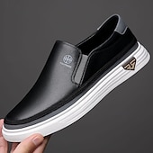 preiswerte Sneaker für Herren-weiße Slipper für Herren – leichte Kunstlederschuhe mit gepolsterter Sohle für Freizeit und Alltag