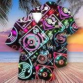 preiswerte Retro Vintage Druck-Herren Bunt Lampen Hemd Sommer Hawaiihemd Alohahemd Kurze Ärmel Hemd Umlegekragen Tropisch Streetwear Hawaiianisch Party Täglich Hawaiianisch Schwarz Blau Purpur S M L