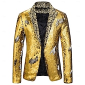 baratos Tops-blazer disco 1980s 2 cores brilhante lantejoulas smoking ajuste fino lapela colarinho ternos carnaval traje masculino adulto halloween carnaval festa de casamento clube smoking