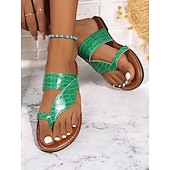 billige Ferietøfler-kvinners gull-krokmønstrede slip-on-sandaler med komfortabel passform – stilig uformelt fottøy for sommer, strand og ferie