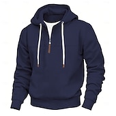 cheap Basic Hoodies-Men&#039;s Hoodie Quarter Zip Hoodie Black White Red Navy Blue Khaki Hooded Plain Sports &amp; Outdoor Daily Holiday Streetwear Cool Casual Spring &amp;  Fall Clothing Apparel Hoodies Sweatshirts