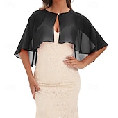 cheap Wedding Guest Wraps-Baoqiya Capelets for women Chiffon Cape Soft Shawls and Wraps Wedding Capes 1920s flapper Cover Up