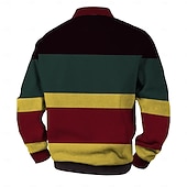 cheap Men's Rugby Polo-Men's Stripes Rugby Polo Cable Knit Polo Long Sleeve Polo Shirts Collared Shirts Casual Outdoor Athleisure 3D Print Spring Fall Winter Yellow Blue Brown