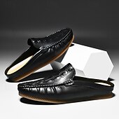 cheap Men&#039;s Clogs &amp; Mules-Men&#039;s Slip-On Moccasin Shoes – Comfortable Casual Leather Loafers with Woven Detailing for Everyday Wear