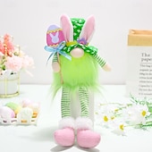 cheap Easter Lights-1 Pc Easter Long Leg Rabbit with Light, Faceless Child, Dwarf Doll, Carrot Resurrection Egg, Easter Indoor Party, Restaurant Atmosphere Decoration