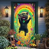 cheap Saint Patrick's Day-Saint Patrick's Day Door Decorations Door Covers Shamrock Gold Coins Door Tapestry Door Curtain Decoration Backdrop Indoor/Outdoor Door Banner for Front Door Farmhouse