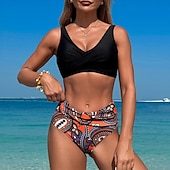 abordables Maillots une pièce et tankinis-Femme Tankini Maillot De Bain Deux Pièces V Profond Maillots de Bain Couleur Pleine Maillots de Bain Noir Rose Claire Respirable Séchage rapide Poids Léger Sans Manches - Natation Surf Plage Et