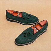 Χαμηλού Κόστους Ημιεπίσημο-ανδρικά σουέτ loafers με λεπτομέρεια φούντας – κομψά casual slip-on παπούτσια με λευκές σωληνώσεις, άνετα παπούτσια για καθημερινή χρήση και ημιεπίσημες εκδηλώσεις
