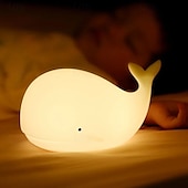 economico Lucine notturne per bambini e neonati-Luce notturna a forma di balena in silicone morbido - lampada da notte per bambini ricaricabile tramite USB, regalo perfetto per bambini e amici