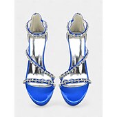 preiswerte Prom-elegante, mit Strasssteinen verzierte Satin-High-Heel-Sandalen für Damen - perfekt für Hochzeiten und formelle Anlässe