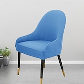 abordables Funda para silla de comedor-Funda de silla de comedor suave, funda de sillón con reposabrazos extraíble, resistente a la suciedad, con respaldo curvo, funda de silla de maquillaje o de ocio para revestir la habitación, el bar,