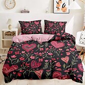 billiga 100% bomull-hjärtmönster påslakan set mjuk 3-delad lyx sängkläder i bomull heminredning present tvilling full king queen size påslakan