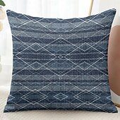 cheap Vintage Style-Vintage Decorative Toss Pillows Cover 1PC Geometric Soft Square Couch Cushion Case Pillowcase for Bedroom Livingroom Sofa Chair Blue