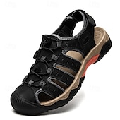 voordelige Buitensandalen-Heren outdoor wandelsandalen - ademend gesloten teenontwerp, verstelbare vetersluitingen, antislipzool, comfortabele zomerschoenen voor trekking en kamperen