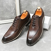 abordables Officiel-chaussures habillées à lacets en similicuir marron classiques pour hommes – chaussures formelles élégantes pour les affaires et les occasions spéciales