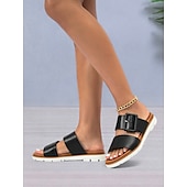 cheap Women&#039;s Sandals-Women&#039;s Open-Toe Slide Sandals with Wide Straps and Oversized Buckle – Stylish Casual Footwear for Summer, Travel and Daily Wear