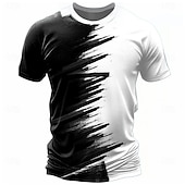 cheap Men's Printed Tees sets-Men's Geometric 2pcs Tees sets Matching Sets Short Sleeve Short Pant Crew Neck Sport Casual Outdoor Vacation Daily Drawstring Crewneck Print Summer Black-White