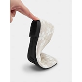 voordelige Platte damesschoenen-beige bloemenkanten puntige platte schoenen voor dames – elegante en comfortabele schoenen voor bruiloften en formele gelegenheden