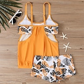 billiga One Pieces &amp; Tankinis-Dam Tankini Tvådelad baddräkt Brottarrygg Badkläder Blommig Badkläder Svart Blå Andningsfunktion Snabb tork Lättvikt Ärmlös - Simmning Surfing Strand Sommar Vår