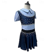 billiga Konståkningsklänningar-konståkning klänning kvinnors flickor skridskoåkning klänning rosa lapptäcke tumhål spandex stretchig träning träning professionell skridsko kläder handgjorda kristall / strass långärmad