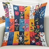 baratos Estilo Vintage-Capa de Almofadas Decorativas Floral 1PC Capa quadrada macia para Sofá Quarto Sala de Estar