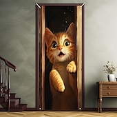 cheap Door Covers-Cute Cats Door Decorations Door Covers Animal Hide and Seek Door Tapestry Door Curtain Decoration Backdrop Indoor/Outdoor Door Banner for Front Door Farmhouse Peekaboo