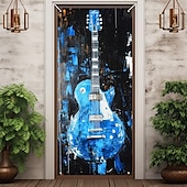 tanie Okładki drzwi-dekoracje drzwiowe osłony drzwi gitara miłośnik muzyki gobelin drzwiowy dekoracja zasłony drzwiowej tło baner drzwiowy wewnętrzny/zewnętrzny na drzwi wejściowe dom wiejski