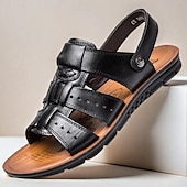billiga Avslappnade sandaler-bruna gladiatorsandaler i konstläder för män – design med öppen tå med justerbar rem, bekväm sula för vardags- och utomhusbruk