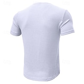olcso Alkalmi Henley póló-Férfi Póló Henley ing Bordás kötött póló Tee Top Sima Henley Utca Vakáció Rövid ujjú Ruházat Divat Dizájn Alap