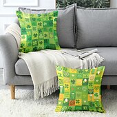 billiga geometrisk stil-saint patrick&#039;s day dekorativa slängkuddar överdrag 1 st grön irländsk mjuk fyrkantig soffa kuddfodral örngott för sovrum vardagsrum soffa stol