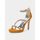 preiswerte Prom-elegante, mit Strasssteinen verzierte Satin-High-Heel-Sandalen für Damen - perfekt für Hochzeiten und formelle Anlässe