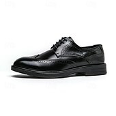 preiswerte Formell-Herren-Oxford-Schuhe im Brogue-Stil mit Flügelkappe aus Kunstleder – klassisches Schnürdesign für formelle Anlässe, Business und Hochzeiten
