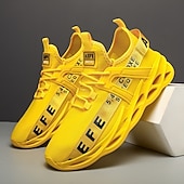 economico Scarpe da Corsa per Uomini-Per uomo Sneakers Tessitura Volante Confortevole Antiscivolo Mocassino Nero Bianco Giallo
