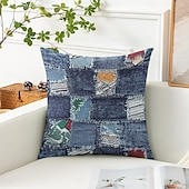 tanie Styl vintage-vintage dekoracyjne poszewki na poduszki 1 szt. denim patch miękka kwadratowa poszewka na poduszkę na kanapę poszewka na poduszkę do sypialni salon sofa krzesło