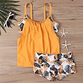 billiga One Pieces &amp; Tankinis-Dam Tankini Tvådelad baddräkt Brottarrygg Badkläder Blommig Badkläder Svart Blå Andningsfunktion Snabb tork Lättvikt Ärmlös - Simmning Surfing Strand Sommar Vår