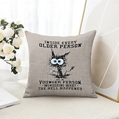 cheap Quotes&amp;Saying Style-Funny Cat Decorative Toss Pillows Cover 1PC Soft Square Couch Cushion Case Pillowcase for Bedroom Livingroom Sofa Chair