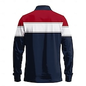 preiswerte Rugby-Polo für Herren-Herren Streifen Rugby-Poloshirt Langarm Polo-Shirts Hemden mit Kragen Lässig Outdoor Athleisure 3D-Druck Frühling Herbst Winter Rote Blau Purpur