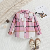economico Giacche e cappotti per bambine-Bambino Da ragazza Giornata universale dell&#039;infanzia Shacket Color Block Di tendenza Girocollo Esterno Cotone Cappotto Capispalla 3-7 anni Primavera Nero Bianco Rosa