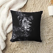 billige dyrestil-dyr dekorative kasteputer trekk 1 stk myk firkantet sofa putetrekk putetrekk for soverom stue sofa stol skummel løve