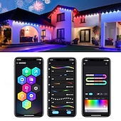 זול מוצרים עם חיבור לחשמל-מחרוזת led תאורת downlights אורות נצח מנורות גג קבועות אורות חוץ עם אפליקציית wifi  &amp; מרחוק rgbic smart eaves lights ip67 עמיד למים גג בית כל השנה תאורת חוץ לחג חג המולד ניתנת להרחבה